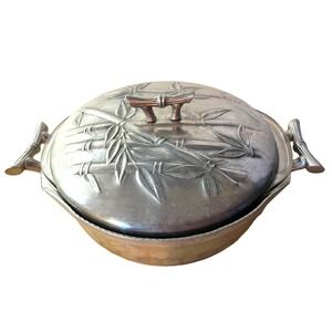 Vintage Everlast Round Casserole Dish Pyrex Liner Bamboo Handle Aluminum